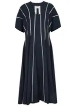 Lovebirds Striped Twill Midi Dress - Navy - XL (UK18) XL (UK18)