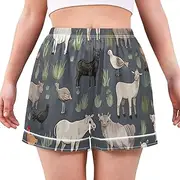[RPLIFE] Sleepwear for Women Pajama Set, Summer Pajama Sets for Women Soft, Farm Themed With Many Animals, X-Large