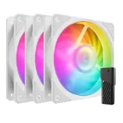 Cooler Master Mobius 120P ARGB White 3-Pack Fan Kit 120mm ARGB Fan + AI Mini LED