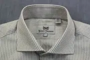 HICKEY FREEMAN Mens Tan & White Striped LS Button Dress Shirt NWT 16 34/35 $145