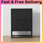 Ribbed Bedside Table Bedroom Furniture Modern Aesthetically Pleasing - Black