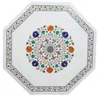 Octagon Marble Patio Center Table Floral Art Inlay Work Dining Table Top