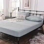 Super King Size Fitted Sheet,Solid Color Brushed Waterproof Fitted Sheet, Elderly Kids Every Urine Mattress Topper Available in All Seasons,Light Grey,150 * 200cm*25cm (3pcs)
