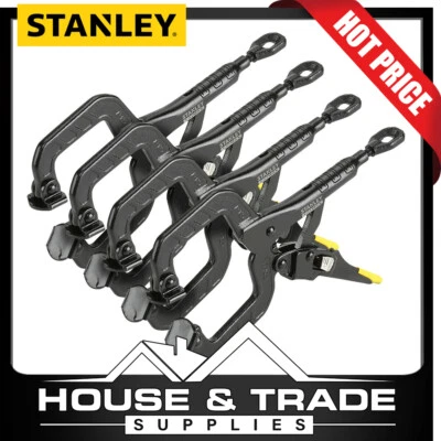 Stanley C Clamps x4 Swivel 280mm 11" LockGrip Locking Pliers FATMAX FMHT0-74892