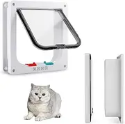 MEETOZ Large Silent Cat Flap, Weatherproof Cat Door, Pet Sliding Door, Safety Pet Door with 4-Way Lock, for cats and small dogs with a waist size < 58cm to pass through various doors and walls