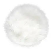 IVON 15.5 inches White Round Faux Fur Rug, Fluffy Soft Rug 1pcs White - 15.5''