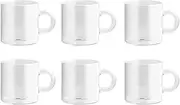 H&H Nuvola Set of 6 Borosilicate Coffee Cups, Without Saucer, 110 cc