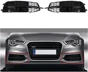 2 Pcs Front Bumper Fog Lamp Grille Compatible For S6 A6 C7 S-Line 2012-2014 Glossy Black Honeycomb Fog Light Grill Covers