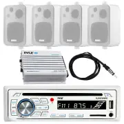 Pyle CD Player Marine Bluetooth Radio, 4x 4'' Speakers, 4 Channel Amp, Antenna