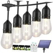 3-Color in 1 Solar String Lights Outdoor Waterproof Dimmable, 48ft Remote LED