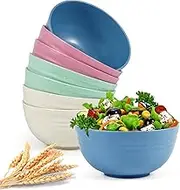 26OZ Unbreakable Cereal Bowl 8 Pieces for Adult Reusable Lightweight Healthy 15cm/5.9 in Wheat Straw Bowl for Dishwasher Microwave for Salad Ramen Fruit Pasta Soup Popcorn Noodle Rice Cereal Bowl