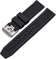 CVPUWAPKR 23mm Silicone Watch Strap for Luminox 1820 7251 3050 Watchband Men Military Sport Diving Rubber Bracelet Belt Accessories(Black-Silver,23mm No Logo)