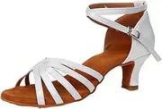 [HOBTEC] Women's Latin Dance Shoes Satin High Heel Open Toe Salsa Bachata Tango Samba Ballroom Party Practice Dancing Shoes