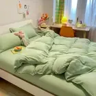 Soft Flat Sheet Duvet Quilt Cover Pillowcase Bed Linen for Single Queen FullSize
