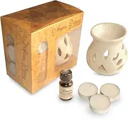 Micro 100 Tools Pure Source India Ceramic Aroma Set with 10 Ml Lemon Grass Aroma Oil and 4 Tea Candles