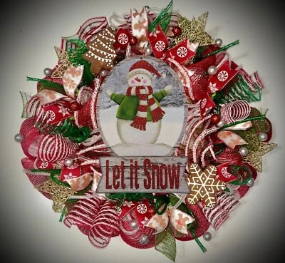 XL Christmas wreath 22 inch peppermint gingerbread Christmas swag glitter balls