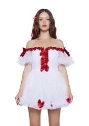 [Sugar Thrillz] Winter Rose Mini Dress - White