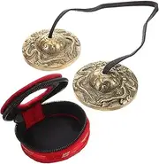 COMNESTBI Nepalese Brass Bell Cymbals Meditation Instrument Design Yoga Chimes Bells Set for Percussion