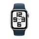 Apple Watch SE(2023) GPS版 44mm(M/L)銀色鋁金屬錶殼配風暴藍色運動錶帶(MREE3TA/A)