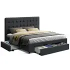Bed Frame Double Size with 4 Drawers Grey AVIO Artiss