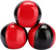 3PCS Red Black PU Leather Portable EPS Fine Colloidal Particle Juggling Ball, Hand Throw Ball, Mini Juggling Ball for Juggle Toy Game