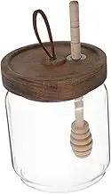 MOLUCKFU with Lid and Dipper Clear Glass Storage Container for Honey Sugar Jams and Condiments Stylish Kitchen Canister for Home Use