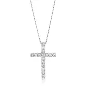 10ct White Gold Diamond Cross Pendant Set with Brilliant Diamonds