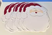 Set of 6 Vintage Vinyl Foam SANTA CLAUS Face Placemats New Old Stock