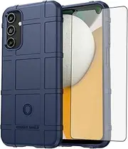 [Asuwish] Phone Case for Samsung Galaxy A15 5G with Tempered Glass Screen Protector Cover and Slim Thin Hard Mobile Film Rugged TPU Protection Cell Accessories Protective A 15 4G 15A Women Men Blue