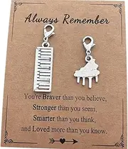 [AMOBESTER] Retro Piano Clip on Charms Silver Tone Pendants with Lobster Clasp for Necklace Bracelet Keychain