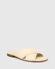 Connie Vintage Ivory Leather Slide