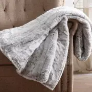 Christian Siriano Snow Leopard Faux Fur Throw Gray 60x70