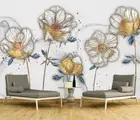 3D Golden Lily Wallpaper Wall Mural Removable Self-adhesive 588
