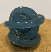 Hand Made Blue Glass Paper Weight Ornament