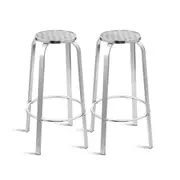 Outdoor Bar Stools Patio Indoor Bistro Aluminum Set of 2 - Silver
