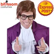 W788 Shaggy Short Brown Brunette Mens Costume Wig Austin Powers Geek Costume