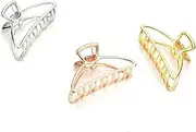 minkissy Simple Design Silver Hair Claw Clips Large Hair Claw Clamp for Women 3pcs Set
