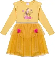 [Disney] Princess Long Sleeve Tutu Dress for Girls – Cute Toddler Kids Dresses Featuring Cinderella, Belle, Elsa & Tiana
