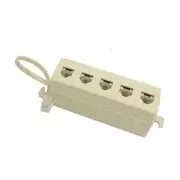 Beige RJ11 6P4C Male to 5 Female Outlet Ports Socket Telephone Phone Ca