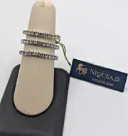 Niquea.D Silver Plated Rhinestone Three Band Stack Ring