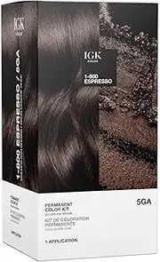IGK Permanent Color Kit 1-800 ESPRESSO - Golden Ash Brown 5GA | Easy Application + Strengthen + Shine | Vegan + Cruelty Free + Ammonia Free | 4.75 Oz