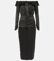 [Alessandra Rich] Alessandra Rich Off-shoulder silk midi dress AU 12 black