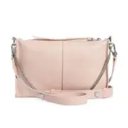 AllSaints Pink Leather Convertible Crossbody Shoulder Bag w Chain Strap NWT