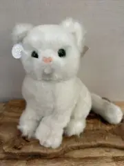 Russ Bianca White Cat Kitten Kitty Green Cat Whiskers Vintage Sitting RARE TAG