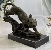 BRONZE SABERTOOTH TIGER STATUE SCULPTURE SABERCAT CAT HOT CAST BUGATTI ARTWORK