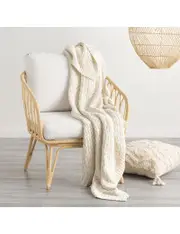 [Renee Taylor] Renee Taylor Lenni 100% Cotton Knitted Throw Vapour