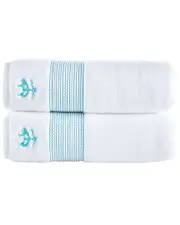 Brooks Brothers Rope Stripe Border 2pc Bath Towels