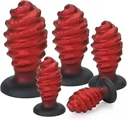 Silicone spiral anal plug monster anal dildo with suction cup 5 sizes butt plug prostate massager anus dilator sex toy for men women(Xxl)