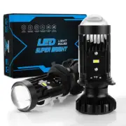 2X H4 9003 LHD Mini Bi LED Projector Lens Hi/Low Beam 100W 6000K Headlight Bulbs