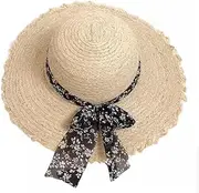 [HAMKVBPR] Women's Straw Hat Female Summer Brim Sun Hat Seaside Beach Holiday Straw Hat Hat Summer Beach Hat